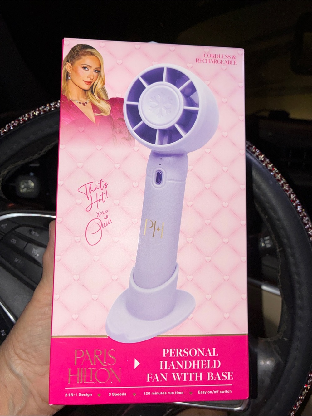 Paris Hilton Lavender Portable Personal Handheld Fan
